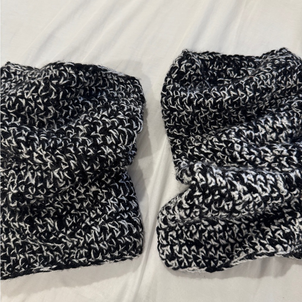Leg warmers - hand knit perfect for costume 80s black white silver